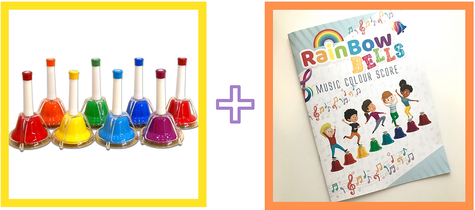 Package A: Rainbow Combined Bells (8 notes) + Rainbow Music Score (Book 1)