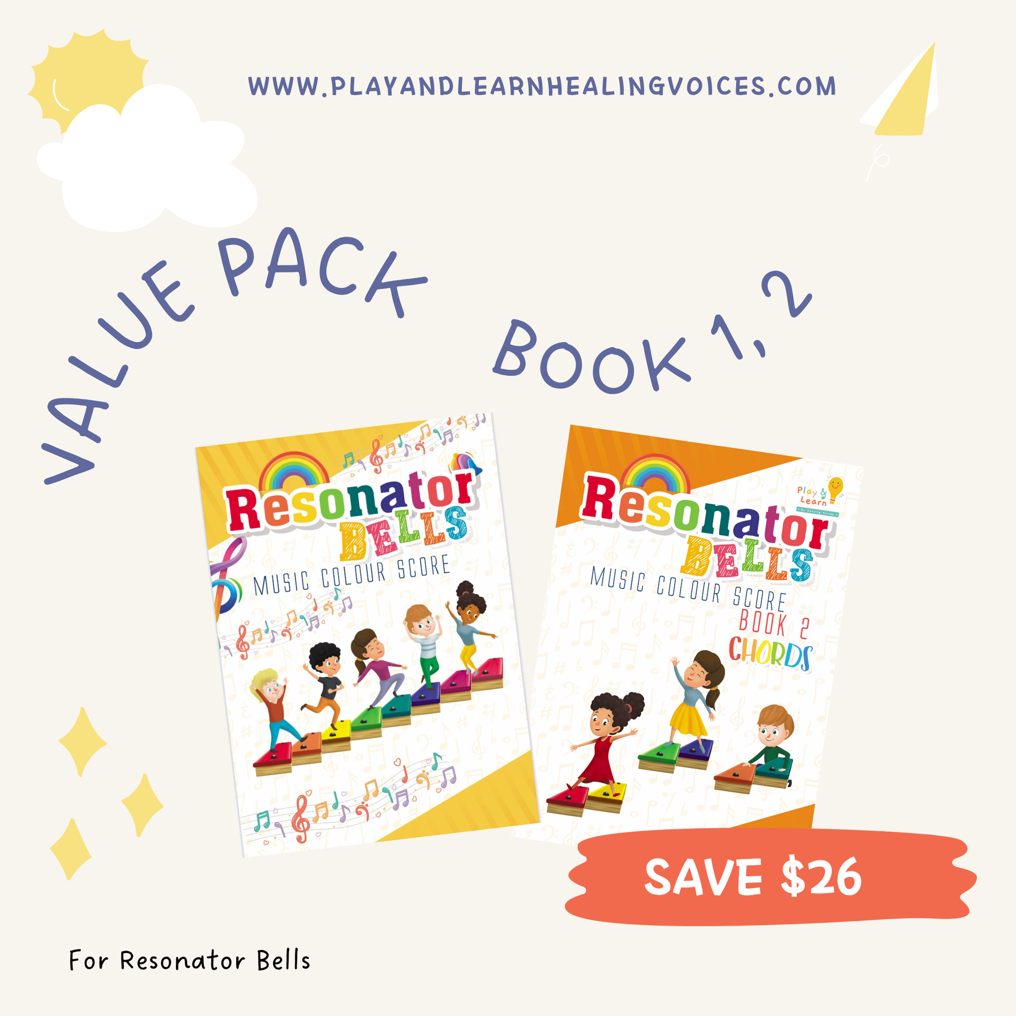 Resonator Bells Music Score Book 1 & Book 2 (For Resonator Bells)