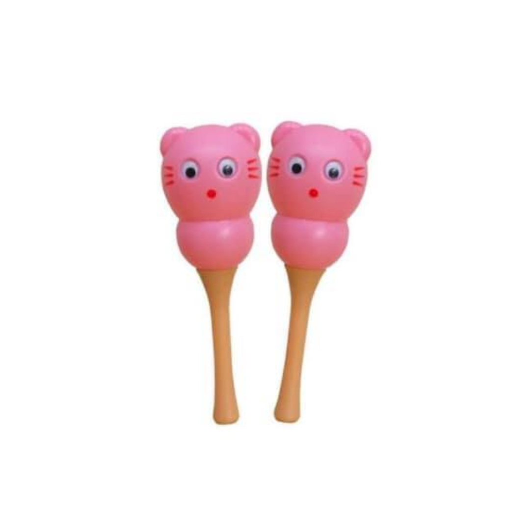 Cat shaped maracas pair - Pink