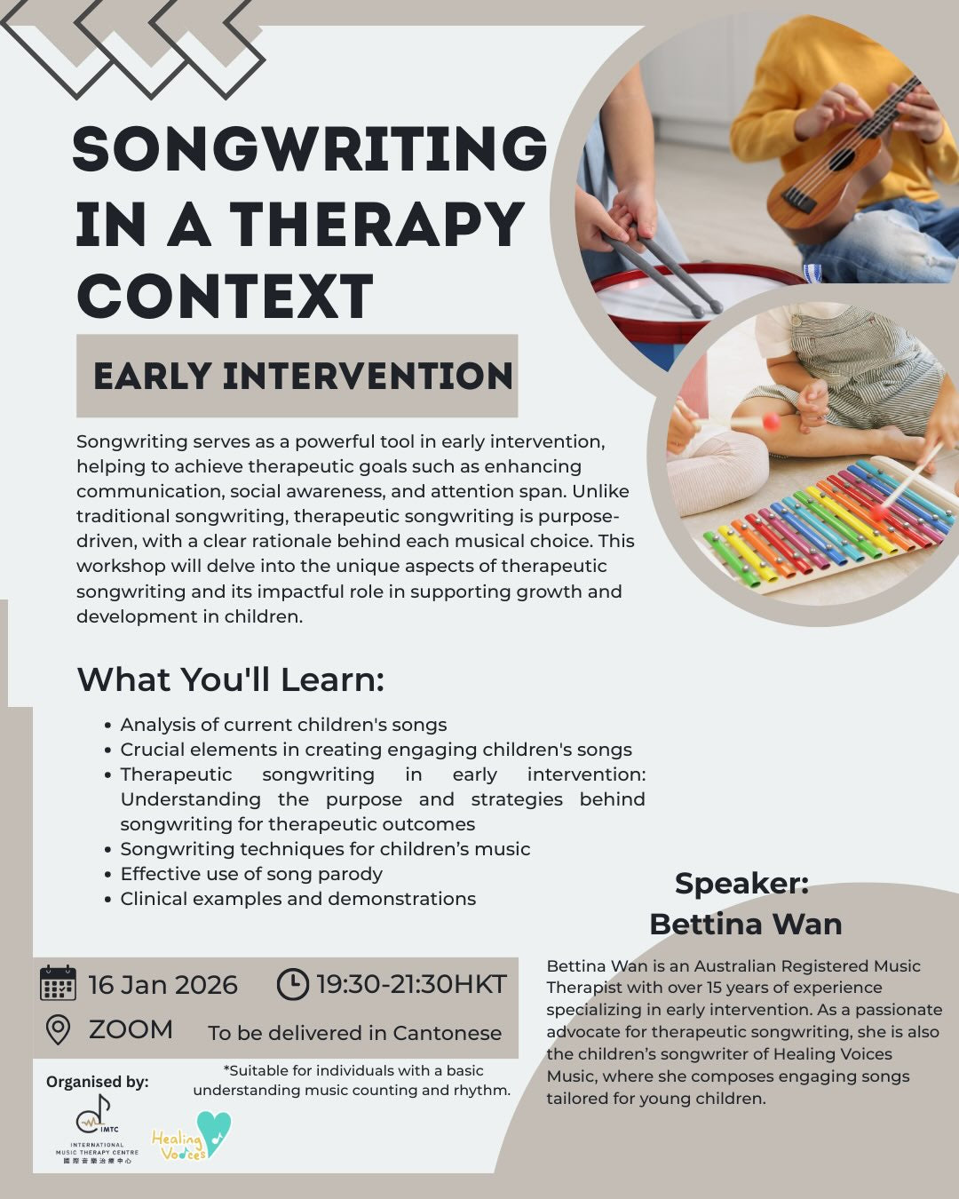 Online Workshop: Songwriting in Therapy for Early intervention