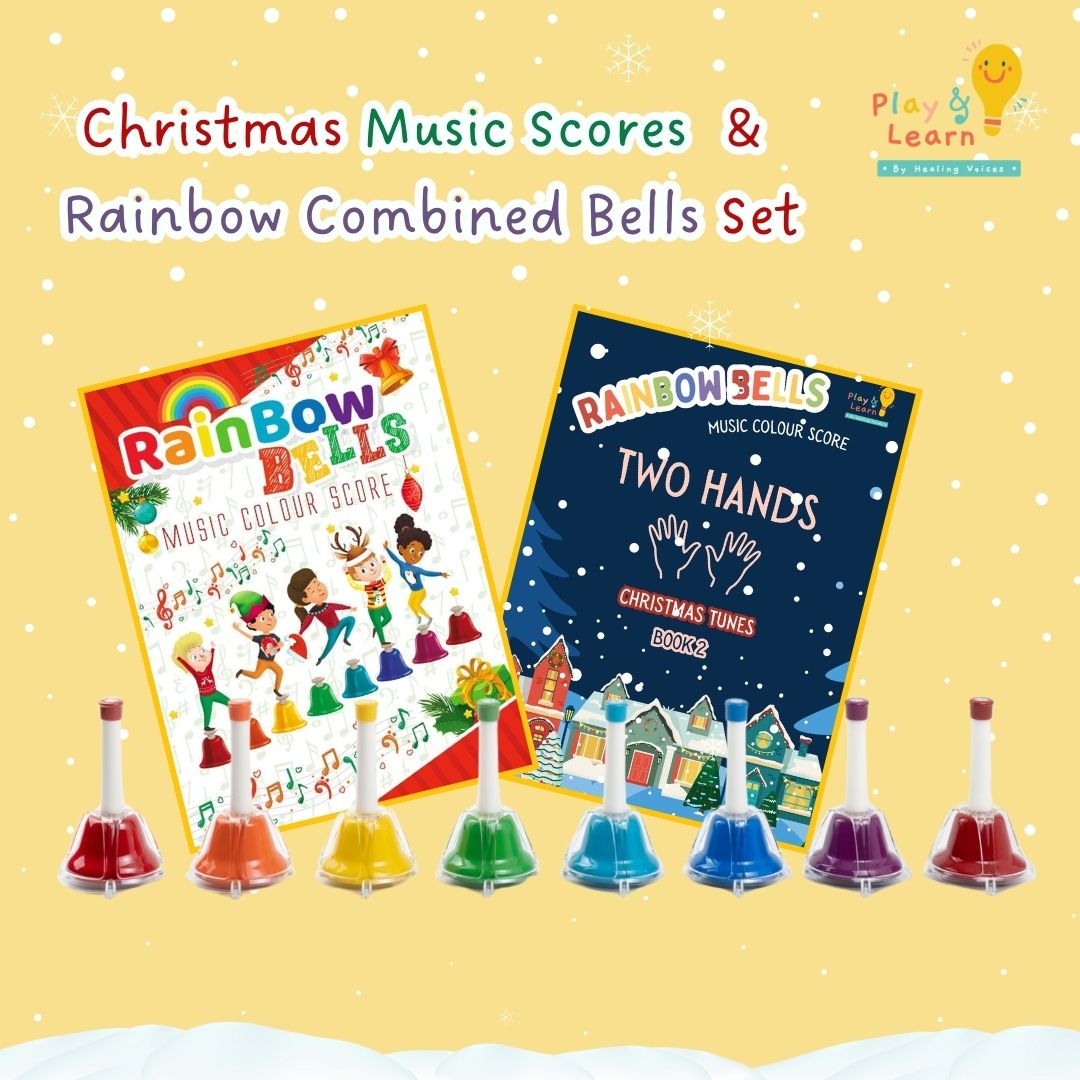 Christmas Set D: Rainbow Combined Bells (8 notes) + Christmas Music Score Book 1  & 2