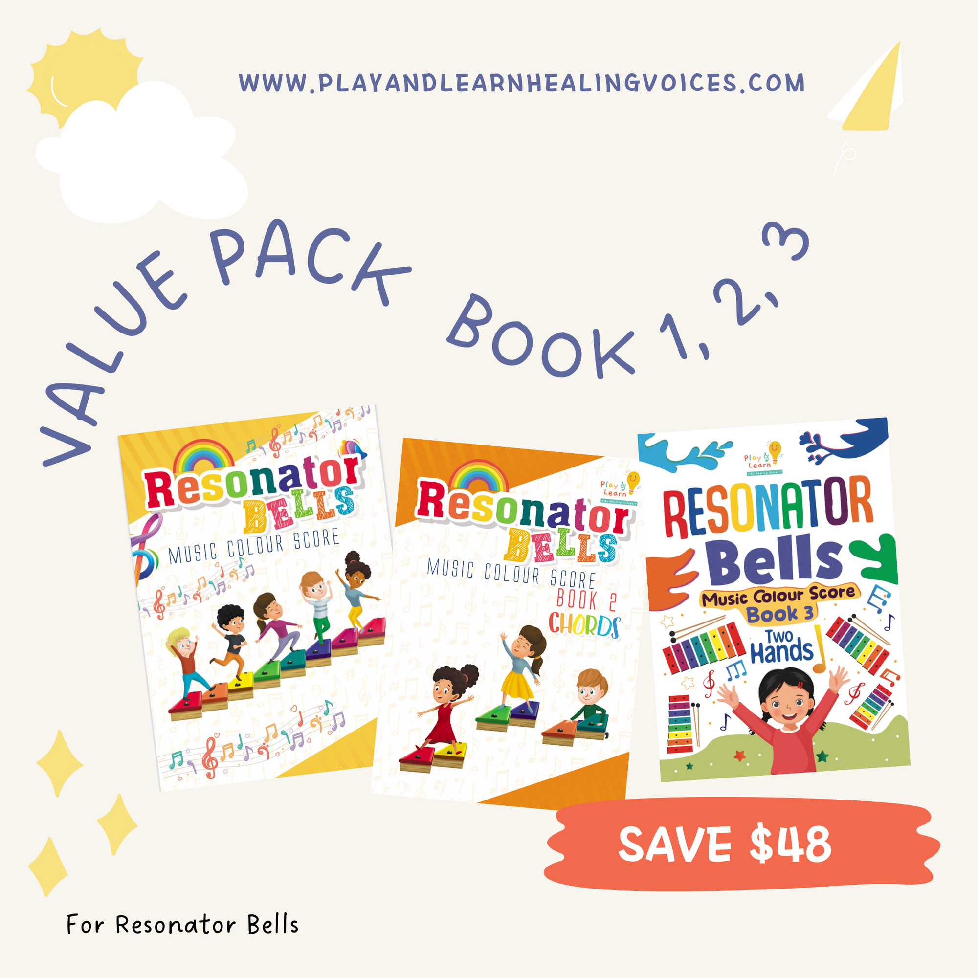 Resonator Bells Music Score Package Book 1, 2 & 3 (For Resonator Bells)