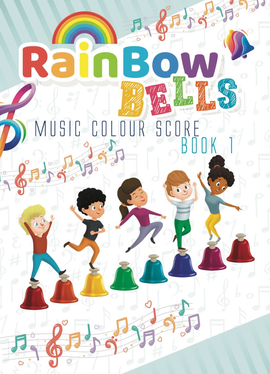 Desk Bell Note Chart Package D: Rainbow Desk Bells(8 notes) + Rainbow Music Score (Book 1,2 ...